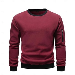 Sudadera de Forro Polar Verde para Hombre, Cuello Redondo, Corte Regular, Color Sólido, Informal, Otoñal, Tejida, Manga Larga, Diseño Transpirable - Product Image 6
