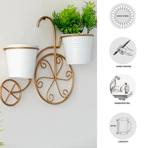 Metal Hanging Indoor Mount White Planter Stand with Round <b>Galvanized</b> <b>Bucket</b> Flower Pots & Planters pot with metal stand - Product Image 5