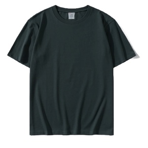 Camiseta de algodón con logotipo europeo americano 100% algodón Casual corta de media manga de talla grande técnica lavada de peso pesado alto para hombres - Product Image 2