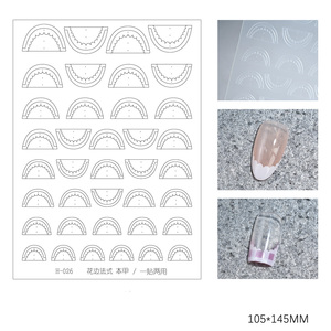 Autocollants <span class=keywords><strong>pour</strong></span> nail art français, transparents, ajourés, motifs dentelle 3D et lignes à carreaux - Product Image 4