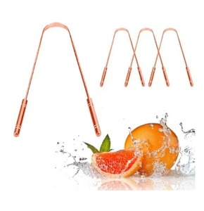 Customized Logo <b>Tongue</b> Cleaner with Comfort Grip Copper Material Fresh Breath & Bacteria Removal for Kids & Adults - Product Image 1
