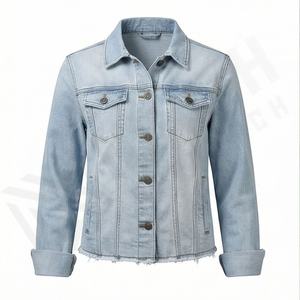 Veste en jean classique en gros pour femmes, manches longues, broderie, tendance, décontractée, vêtement d'extérieur, couleur personnalisée - Product Image 1