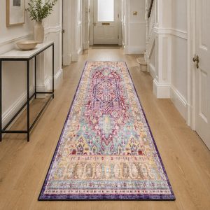 RUGS DEPOT LXDP-0289 Wholesale Multicolor Neutral Traditional Medallion Digital Printed Machine Washable Chenille Rug Non <b>Slip</b> - Product Image 5