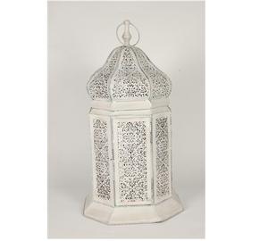 Lámpara de linterna con revestimiento de esmalte blanco de diseño tradicional Diseño decente y moldeador para el hogar Hotel y restaurantes en precio al por mayor - Product Image 1