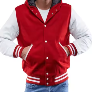 Chaqueta acolchada de lana personalizada para hombre de calidad superior estilo Letterman elegante con cuello con capucha cálido y grosor fino a la moda - Product Image 5
