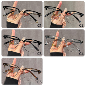 Montures de lunettes optiques tendance pour femmes, lunettes anti-lumière bleue, montures de lunettes rétro carrées en TR90, demi-cerclées en métal pour hommes - Product Image 4
