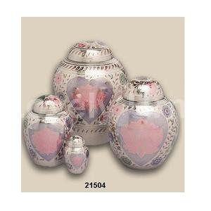 Urne funéraire en laiton argenté à feuilles gravées Urne funéraire pour cendres humaines-Fabriqué à la main en laiton-Convient au cimetière - Product Image 1