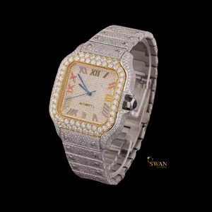 Marque personnalisée Iced Out Montre-bracelet ceinture en acier inoxydable de luxe de haute qualité Hip Hop pour hommes en acier inoxydable avec moissanite et diamant - Product Image 1