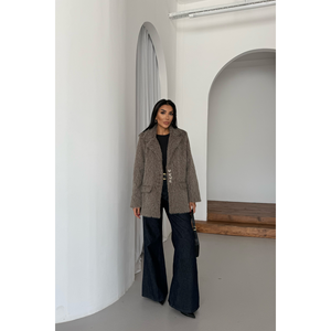 Chaqueta de Cachemira de Alpaca Marrón para Mujer, Estilo Boyfriend - Product Image 3