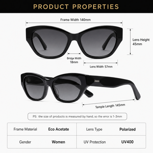 Luxury Designer Vintage Handmade Durable Hinge Lightweight Cat Eye Bio-acetate Women Men Custom Logo Square Polarized <b>Sunglasses</b> - Product Image 3