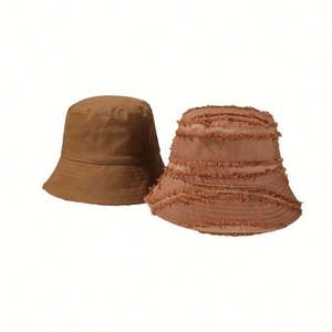 Venta al por mayor Unisex Sombrero de pescador de doble cara Mujer Verano Lona Sun Bucket Sombreros - Product Image 5