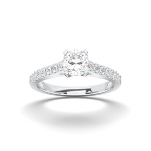 1.17 carats E-F/VSS-VS qualité Moissanite forme ronde diamant Solitaire Prong ensemble bague de fiançailles fabriquée en platine pour les femmes - Product Image 1