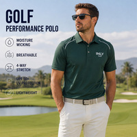 Polo de golf pour homme en polyester et élasthanne, léger, respirant, personnalisé, vert, pour le sport et les loisirs, vêtements de golf OEM.