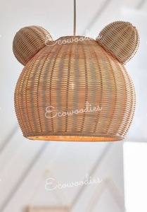 Elegante oso ratán sombra de techo hecho a mano ratán colgante pantalla colgante candelabro decorativo para habitación de niños guardería - Product Image 2
