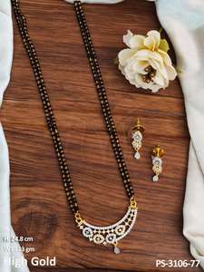 Belle Fantaisie Designer Party Wear Haute Or Polonais Pleine Pierre Bijoux Accessoires Fantaisie Style Américain Diamant Mangalsutra - Product Image 5