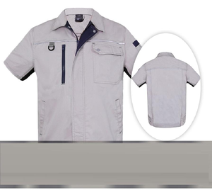 Vêtements de travail pour hommes de haute qualité combinaisons à manches courtes en coton avec pantalon cargo multi-poches pour uniformes d'atelier et d'usine - Product Image 4