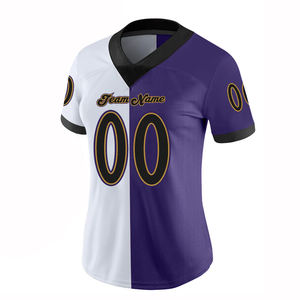 Youth American <b>Football</b> Jersey <b>White</b> And Purple Color With Custom Team Name And Number American <b>Football</b> Mesh Jersey - Product Image 3