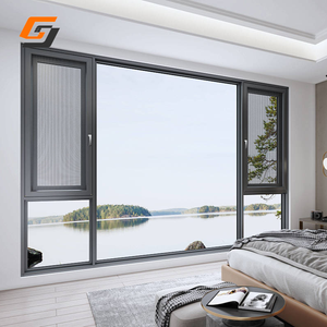 GS Modern Thermal Break Aluminum Casement Window with Stainless Steel Fly Screen Double Glazed Glass Window for Villa - Product Image 5