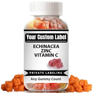 Echinacea gummies de vitamina c e zinco, por vox, nutrição privada, mostra o seu logotipo, impulsionar o sistema imunidade e função cerâmica