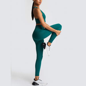 ชุดโยคะไร้รอยต่อแห้งเร็วของผู้หญิงเลกกิ้งสปอร์ตแบบย้อนกลับกางเกงเลกกิ้งระบายอากาศได้ดีเสื้อออกกำลังกายกางเกงพื้นแข็งลาย XS - Product Image 5