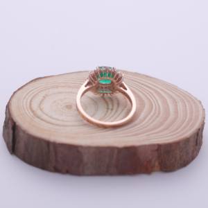 IGI Certified Cushion Cut Emerald Halo Diamond Ring in <b>Solid</b> 925 Sterling <b>Silver</b> - Product Image 3