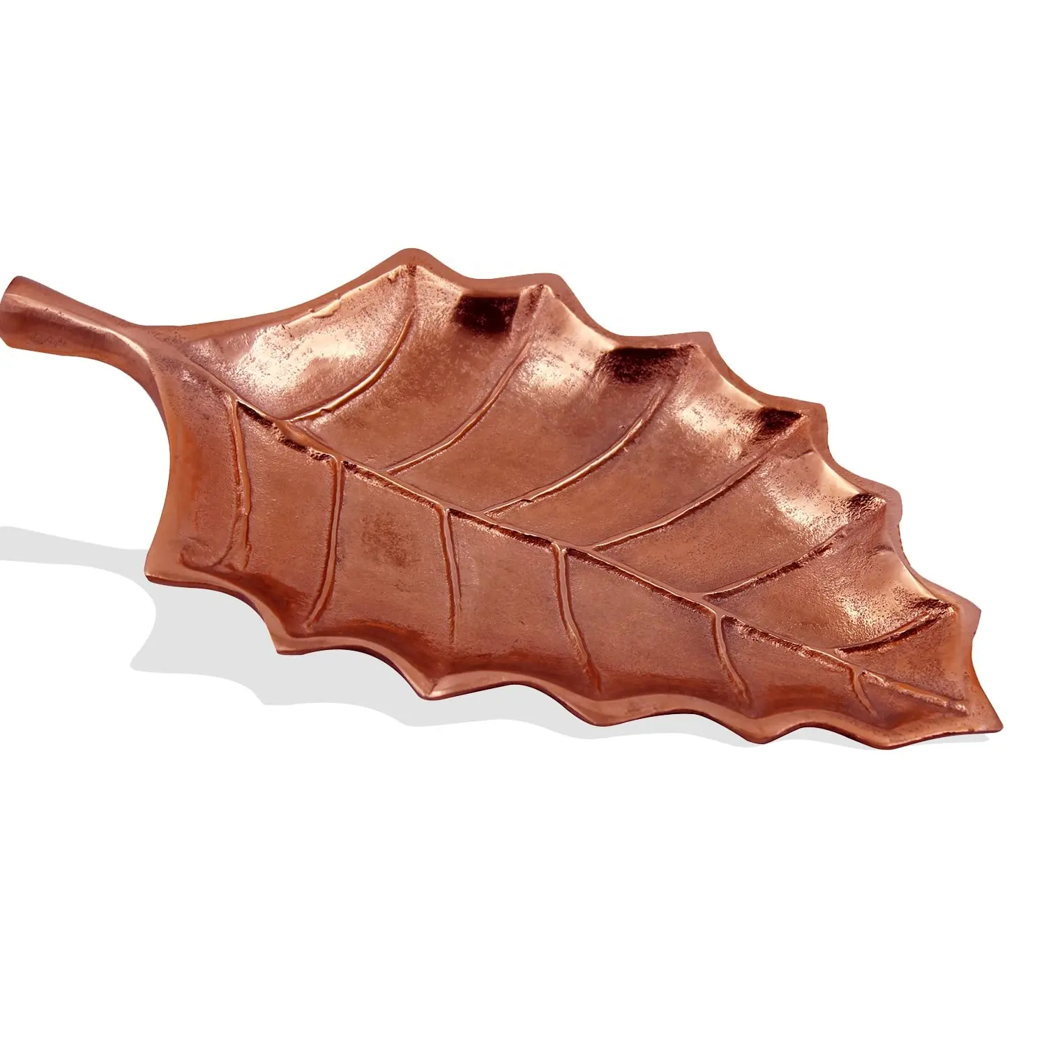 Unique Leaf Shape Cast Aluminum Serving Platter With Gold Finishing Indian Manufacturer And Exporters