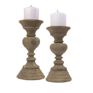 Bougeoir en bois fait main Style ferme rustique Accent de maison pour salon chambre Table à manger bureau et patio - Product Image 5