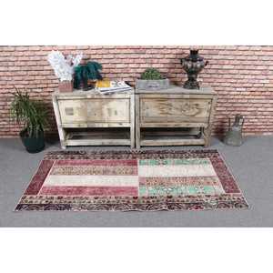 Tapis turc vintage, tapis d'appoint 2,7x6 pi (83x182 cm), tapis en laine rouge camouflage - Product Image 2