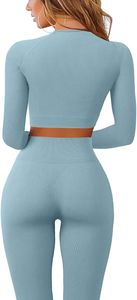 Nouveau sans couture femmes Yoga ensemble vêtements d'entraînement Gym vêtements de sport femmes sans couture Yoga ensemble Gym formation Compression porter costume - Product Image 3