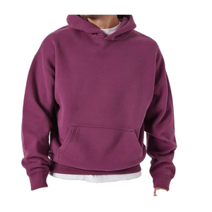 Prix de gros – Sweats à capuche grande taille 100 % coton épais, personnalisables avec motifs, style uni, avec manches côtelées - Product Image 1