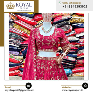 Ropa Étnica, Nueva Colección Exclusiva de Lehenga Choli Indio con Lentejuelas y Bordados, Diseño de Seda Sintética Georgette - Product Image 3