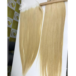 Nouveau chaud 100% Super Double Frontal HD dentelle extensions de cheveux humains trame en stock cheveux raides vietnamien HD couleur blanc pur - Product Image 5