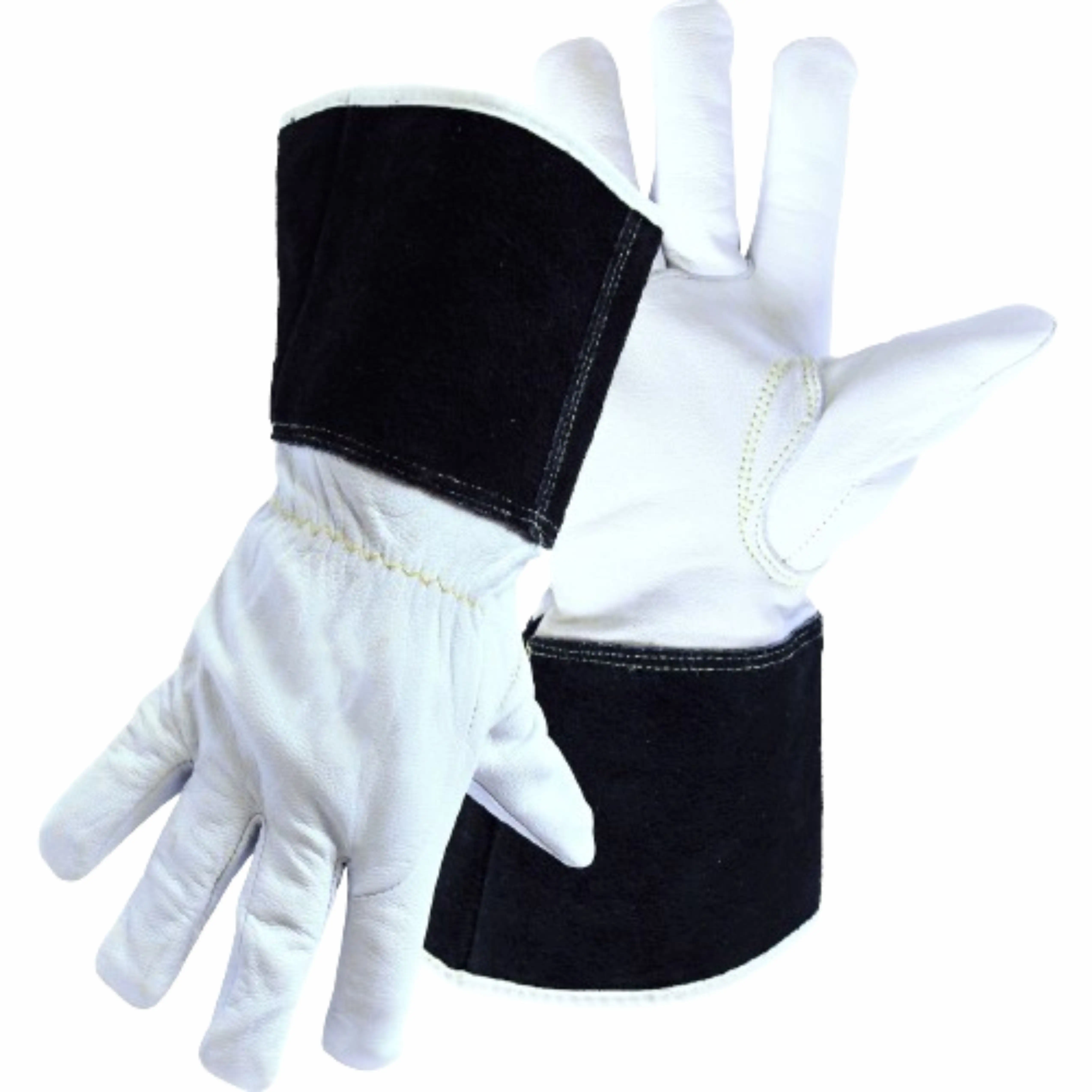 ヤギの穀物と牛のスプリットレザーティグ溶接手袋頑丈な産業安全消防手保護建設用手袋