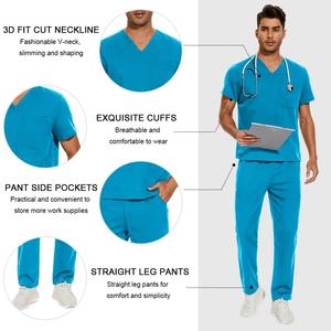 Tenues médicales d'hôpital pour infirmières, ensembles d'uniformes unisexes en spandex/polyester doux avec couleur et logo personnalisables - Product Image 6