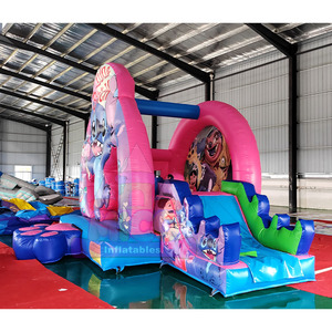 Castillo inflable comercial rosa con tobogán, combo premium de PVC, casa de brinco portátil para niños, ideal para cumpleaños - Product Image 2