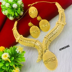 Elegant 24K Gold Plated Oval Pendant Charm Necklace African Jewelry Set for Women Fashion - Product Image 4