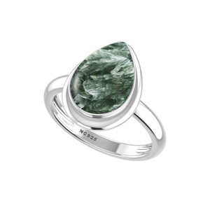 Anillo Ajustable de Plata de Ley 925 con Engaste de Bisel, Gema de Serafinita, Formas Mixtas, Clásico, para Bodas, Fiestas, Moderno, Unisex - Product Image 4