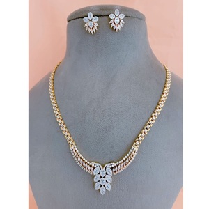 ชุดจี้หินสีทองสำหรับโฆษณาดีไซน์สวยพร้อมต่างหูสำหรับผู้หญิงและเด็กผู้หญิงชุดสำหรับงานแต่งงาน - Product Image 1