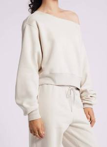 Women's Oversized <b>Crewneck</b> Vintage Washed Effect Woven ODM Sweatshirt - Product Image 3