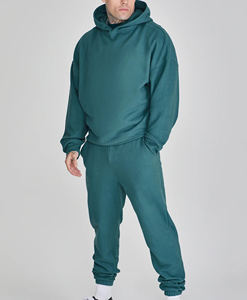 Streetwear sur mesure pull lourd à capuche et jogging de coupe décontractée ensemble logo imprimé personnalisé couleur unie tenue décontracté sweasuit - Product Image 3