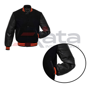 Vestes universitaires personnalisées de haute qualité, imperméables, respirantes, à capuche, en cuir véritable, col montant en toile - Product Image 5