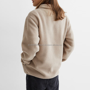 Custom Men <b>Jumper</b> Beige Quarter Zip <b>Sherpa</b> Pullover Thick Heavyweight Loose Fitting Hoodie 14 Zip Plain Brown Sweatshirt - Product Image 5