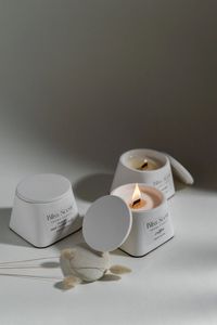 Bocaux à bougies en céramique cylindriques carrés nordiques populaires, contenants vides pour mariages et Noël, écologiques et résistants à la chaleur - Product Image 2