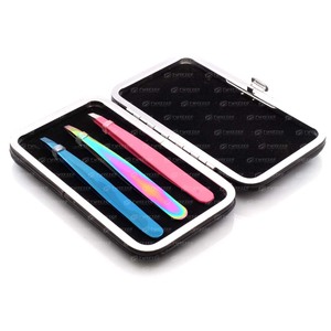 Venta al por mayor de fábrica, pinzas clásicas para cejas, 7 estilos, Punta puntiaguda inclinada, Plasma de acero inoxidable, colores potentes - Product Image 5