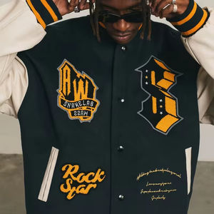 OEM personalizado de talla grande de los hombres Bomber chaqueta de béisbol parches personalizados bordado Logo Letterman Varsity chaquetas para hombre - Product Image 6