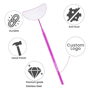Espejo Cosmético de Acero Inoxidable Color Rosa en Forma de Luna, Espejo de Maquillaje y Extensión de Pestañas, Herramientas de Belleza de Bahasa Pro - Product Image 2