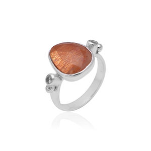 Regalo de Navidad Piedra solar natural 13x11mm Piedra preciosa ovalada Cz Set 925 Anillo de plata 3,42 Gms Hecho a mano 925 Anillos de dedo de plata esterlina - Product Image 5