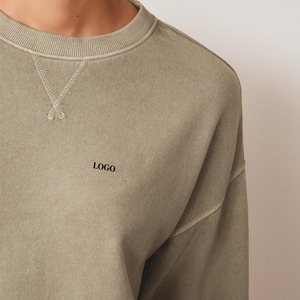 Sudaderas de cuello redondo con hombros caídos personalizadas de alta calidad, sudadera de mujer de Color sólido transpirable de gran tamaño, tarifa barata 2026 - Product Image 4