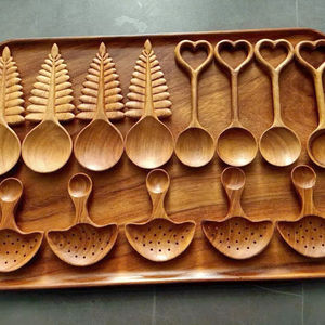 Usine Naturel En Bois Champignon Multi Outil/Acacia En Bois Feuilles Mobiles Cuillère À Thé Pour Artisanat En Bois Ustensiles Vaisselle - Product Image 1