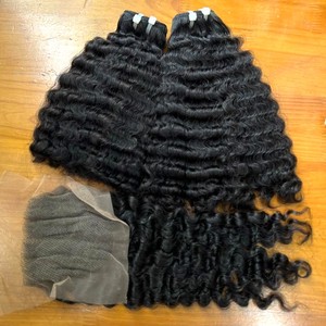 Extensions de cheveux humains vietnamiens en matières premières noires naturelles vente en gros de type perruque bouclée birmane bouclée - Product Image 1